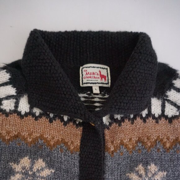 Vintage Alpaca Connections Wool Cardigan Fair Isle Cabincore Old Money L - Picture 9 of 10